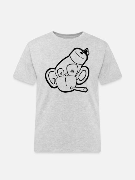 Affe mit Zigarette (Kontur) - Männer Workwear T-Shirt - Grau meliert