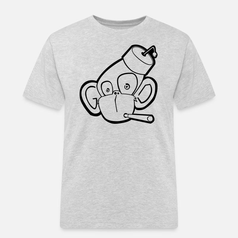 Affe mit Zigarette (Kontur) - Männer Workwear T-Shirt - Grau meliert