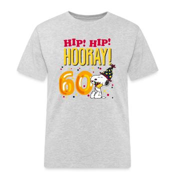Peanuts 60 Jahre Geburtstagsdesign Mit Spruch - Männer Workwear T-Shirt - Grau meliert - Vorne - AI Model Male 185 dark (185cm)