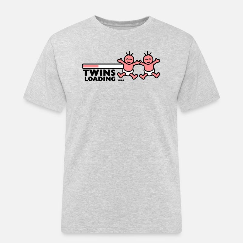 Twins Loading - Männer Workwear T-Shirt - Grau meliert