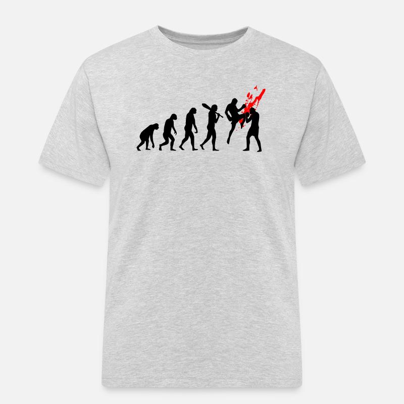 evolution kickboxer - Männer Workwear T-Shirt - Grau meliert