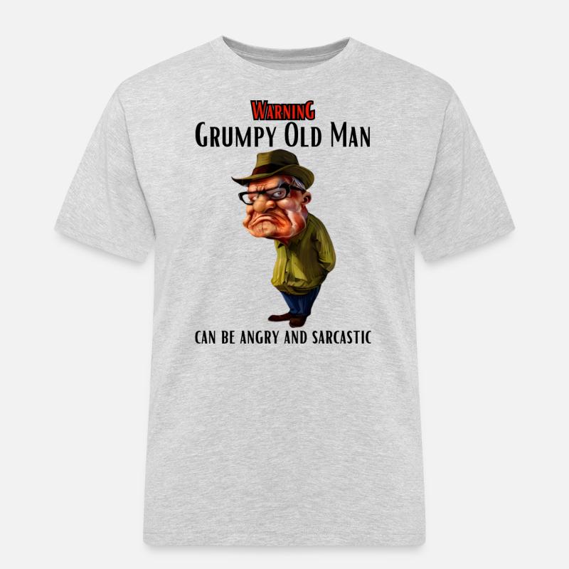 Warning Grumpy Old Man - Männer Workwear T-Shirt - Grau meliert