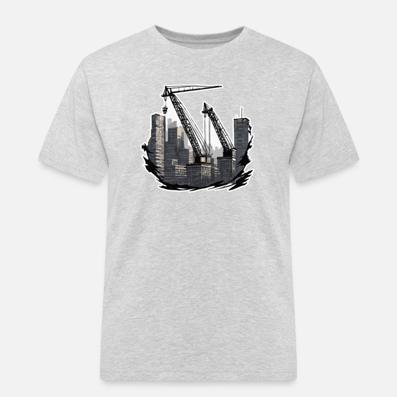 Kran / Baustelle / Seilwinde / Kransystem - Männer Workwear T-Shirt - Grau meliert