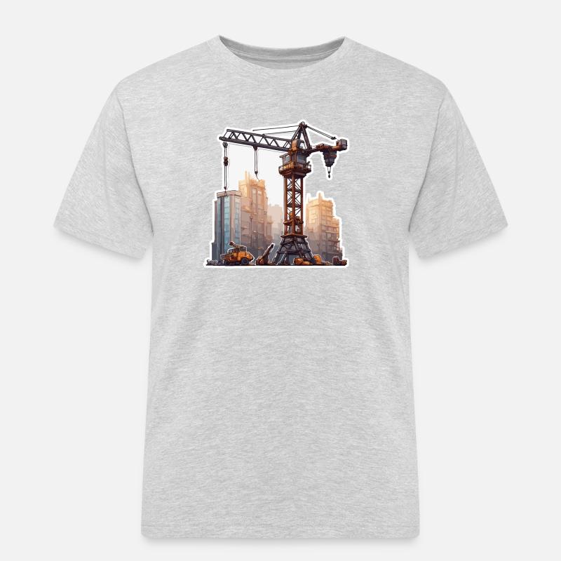 Kran / Baustelle / Seilwinde / Kransystem - Männer Workwear T-Shirt - Grau meliert