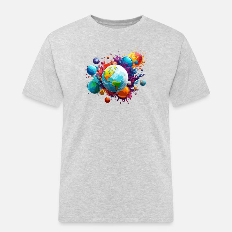Planets / Solar System / Space / Galaxy - Men's Workwear T-Shirt - heather grey