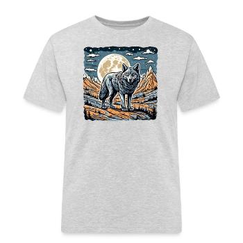 Wolf / Rudel / Wald / Wild / Tierwelt / heulen - Männer Workwear T-Shirt - Grau meliert - Vorne - AI Model Male 185 dark (185cm)
