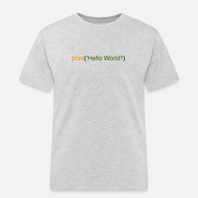 Hello World Python - Männer Workwear T-Shirt - Grau meliert