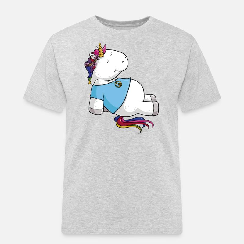 Hippie Einhorn Comic - Männer Workwear T-Shirt - Grau meliert