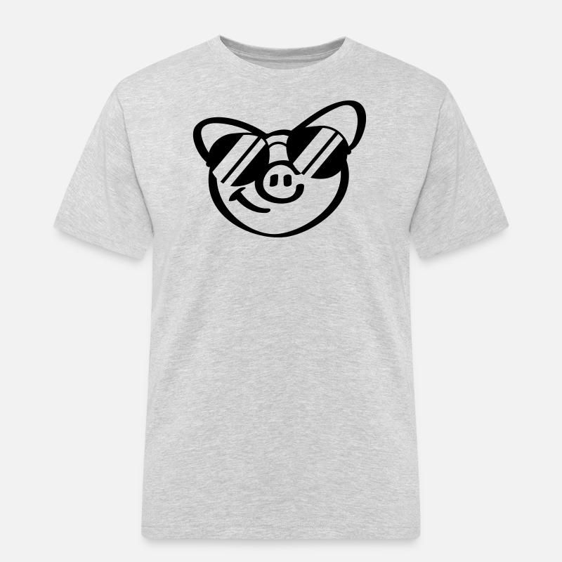Cool Pig Face - Männer Workwear T-Shirt - Grau meliert