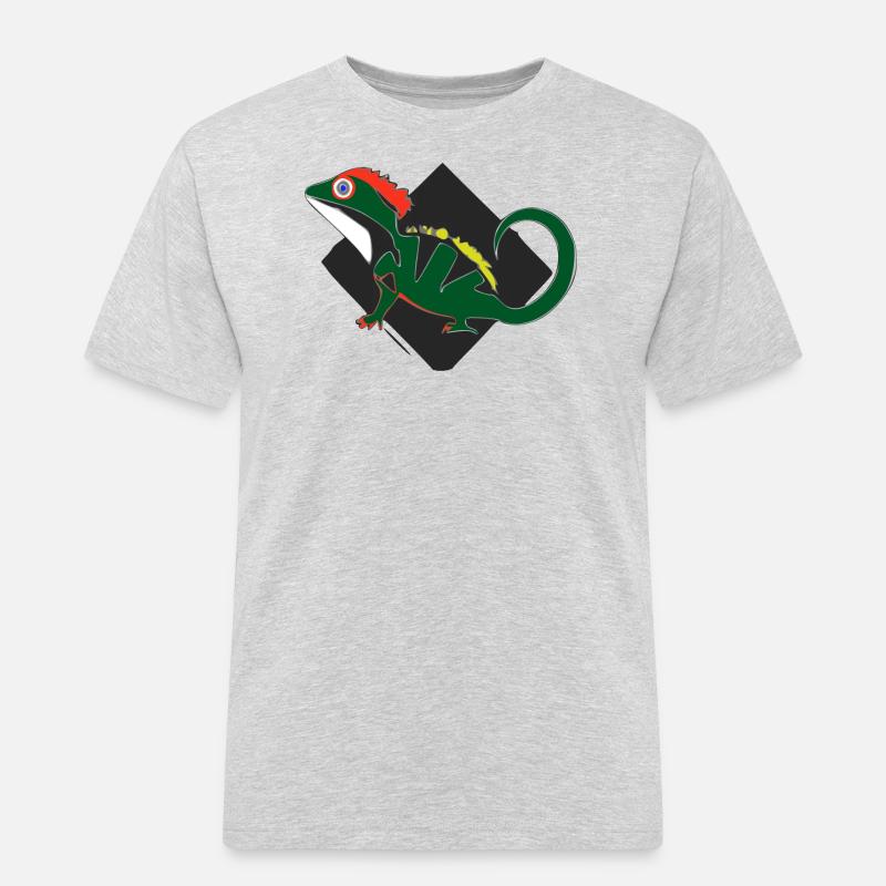 Die Eidechse - Männer Workwear T-Shirt - Grau meliert