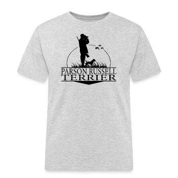 PARSON RUSSELL TERRIER Jagthunde Jagt Wilsigns - Herre Workwear T-Shirt - grå meleret - Foran - AI Model Male 185 dark (185cm)