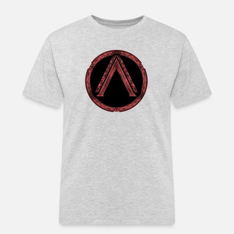 Sparta Lambda Symbol Rot - Männer Workwear T-Shirt - Grau meliert