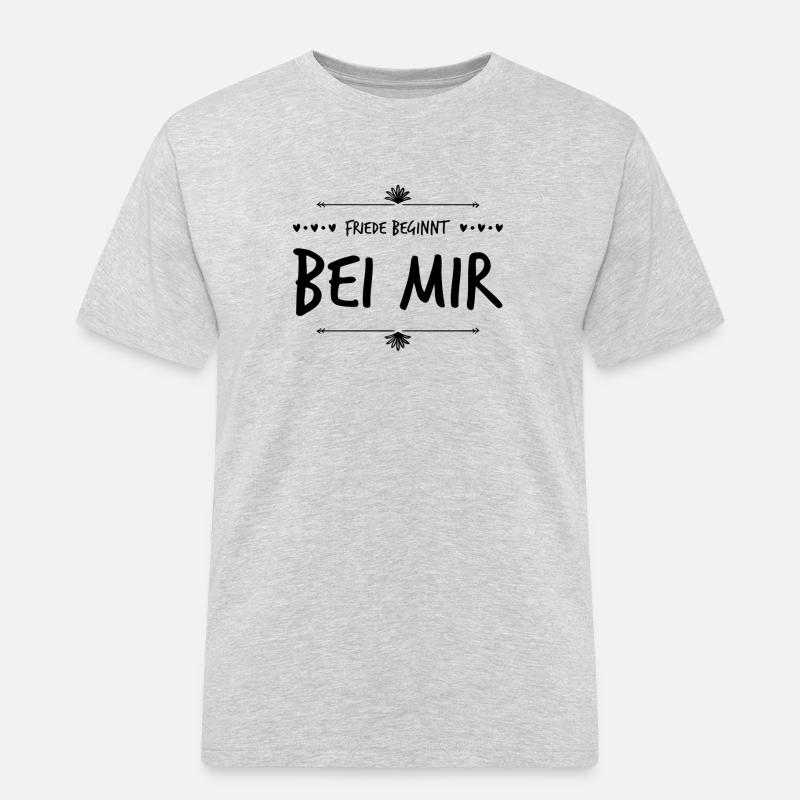 Friede beginnt bei mir - Männer Workwear T-Shirt - Grau meliert
