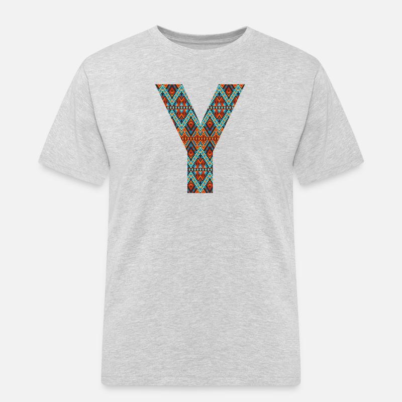 Buchstabe Y- Boho-Design, buntes Monogramm - Männer Workwear T-Shirt - Grau meliert