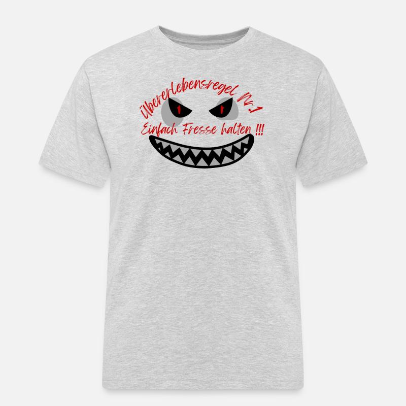 "Überlebensregel Nr 1" Design Subtil - Männer Workwear T-Shirt - Grau meliert
