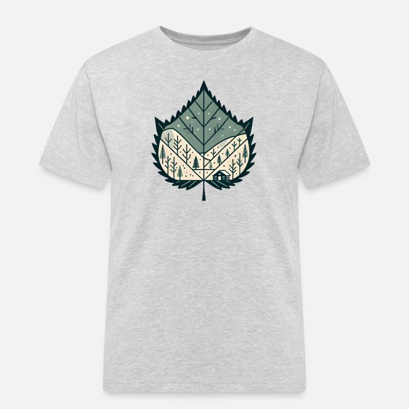 Blatt mit winterlicher Landschaft - Männer Workwear T-Shirt - Grau meliert