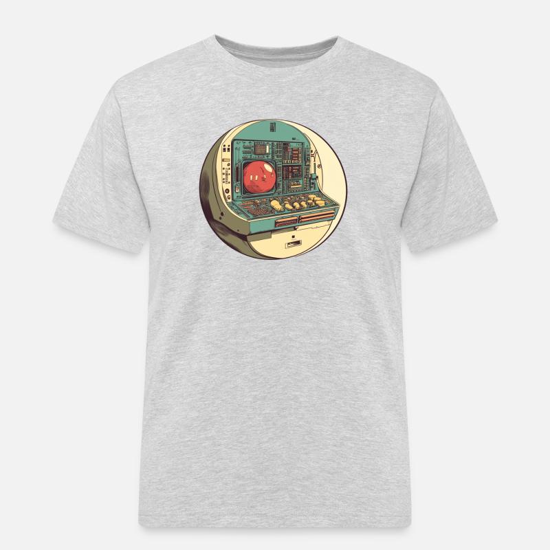 Retro-Computer: Die Anfänge der Technik! - Männer Workwear T-Shirt - Grau meliert