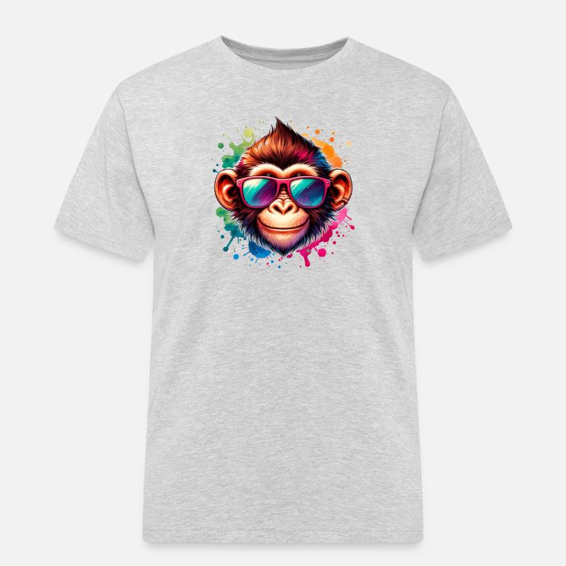 Cooler Affe - Funky Monkey - Männer Workwear T-Shirt - Grau meliert
