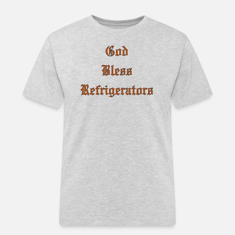 GodBlessRefrigerators - Männer Workwear T-Shirt - Grau meliert
