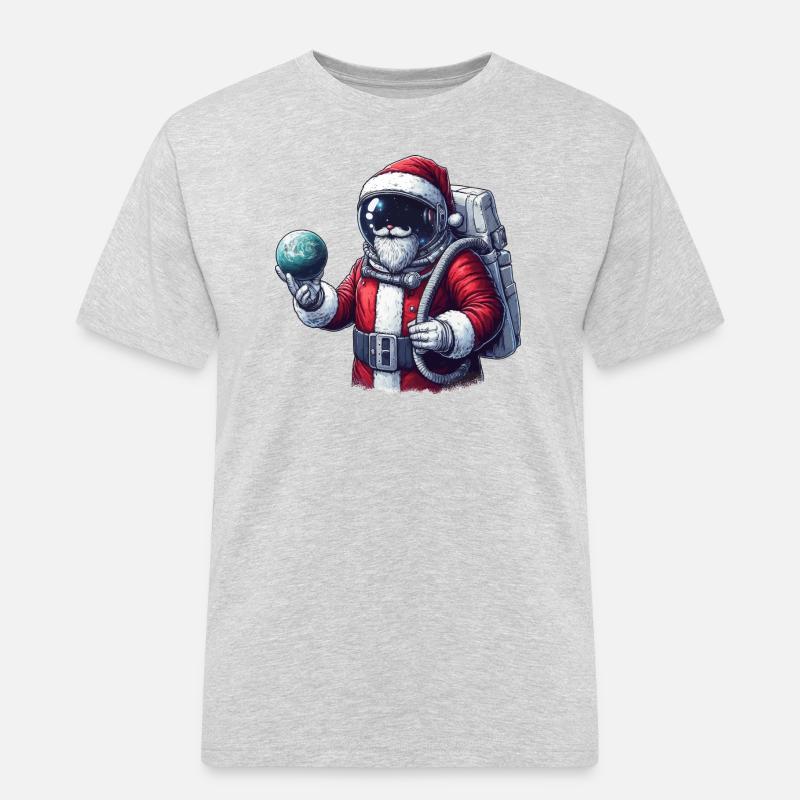 Astronaut Weihnachtsmann Geschenkidee - Männer Workwear T-Shirt - Grau meliert
