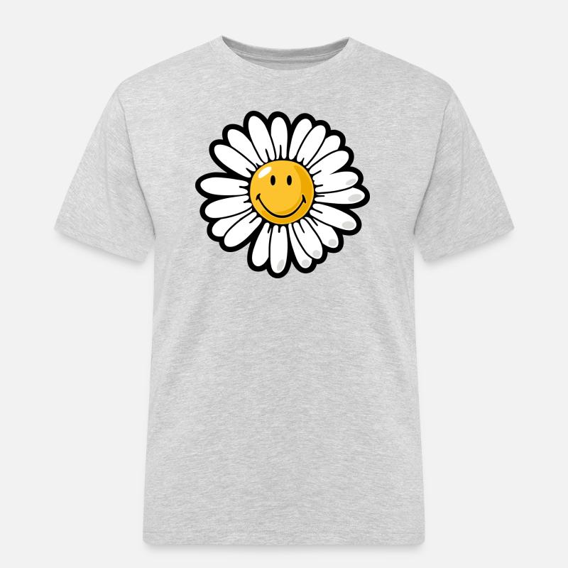 Smiley daisy - Maglietta da lavoro per uomo - grigio melange