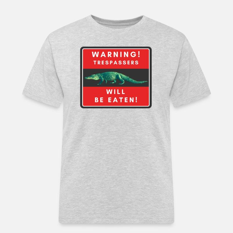 Warnung Eindringlinge werden gegessen - Männer Workwear T-Shirt - Grau meliert