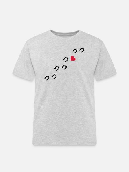 Symbole - Hufe Herz - Männer Workwear T-Shirt - Grau meliert