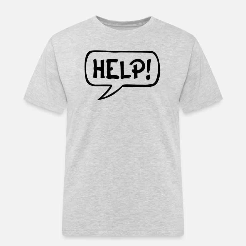 Comic Sprechblase HELP - Männer Workwear T-Shirt - Grau meliert