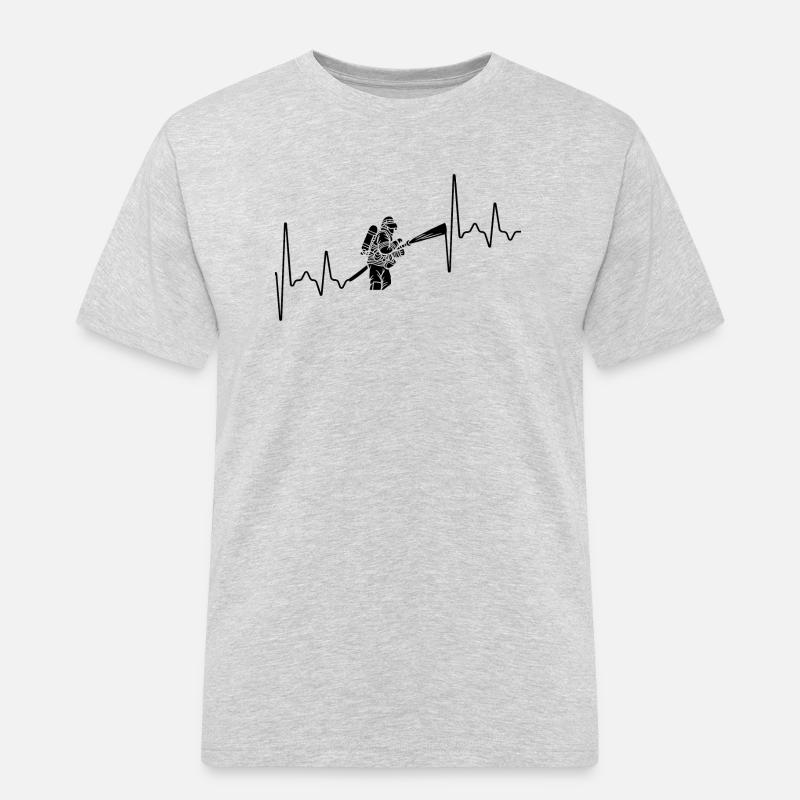 Feuerwehrmann Herzfrequenz - Männer Workwear T-Shirt - Grau meliert