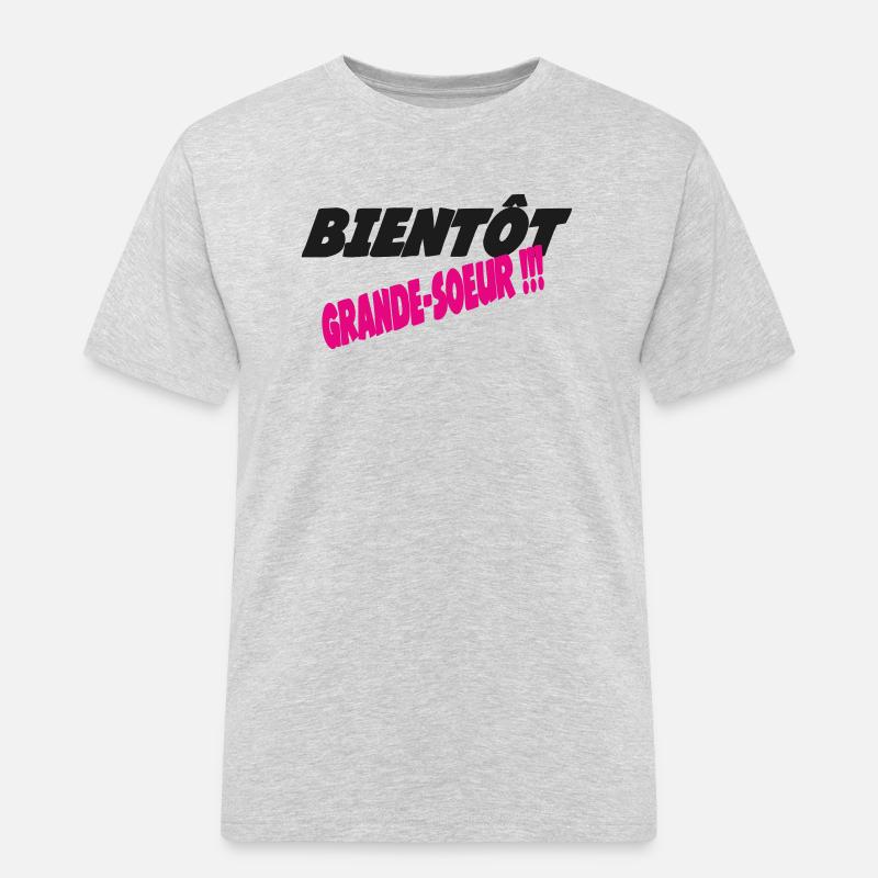 Bald eine große Schwester - Männer Workwear T-Shirt - Grau meliert