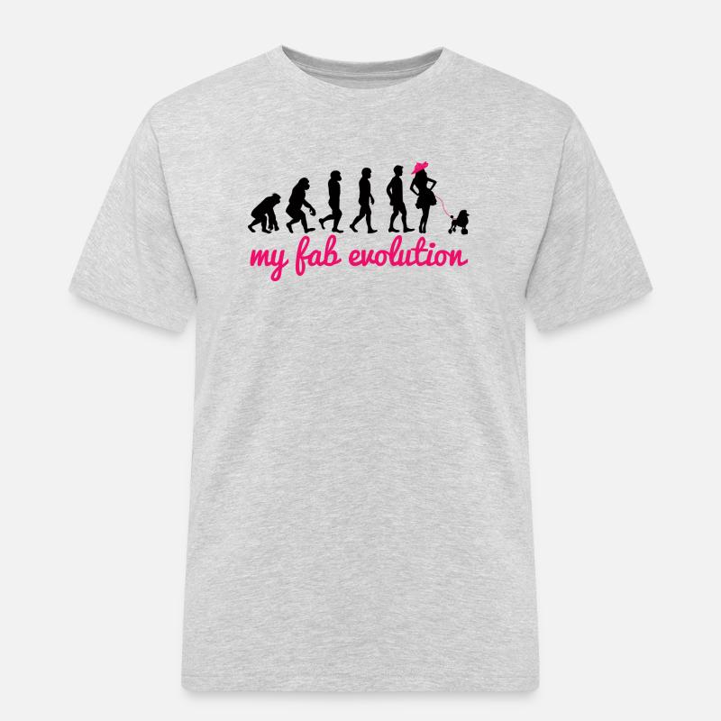 Hund / Pudel: My Fab Evolution - Männer Workwear T-Shirt - Grau meliert