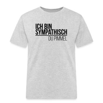 ich bin sympathisch du Pimmel - Männer Workwear T-Shirt - Grau meliert - Vorne - AI Model Male 185 dark (185cm)
