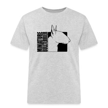 Miniature Bullterrier Profil Hund Hunde Wilsigns - Männer Workwear T-Shirt - Grau meliert - Vorne - AI Model Male 185 dark (185cm)