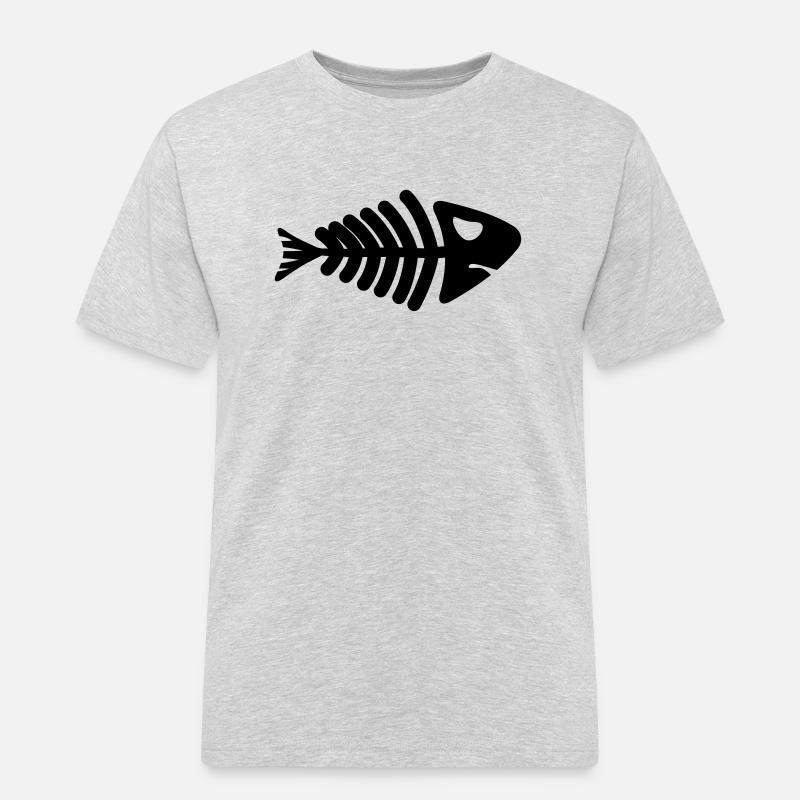fish skeleton bone tail - Männer Workwear T-Shirt - Grau meliert