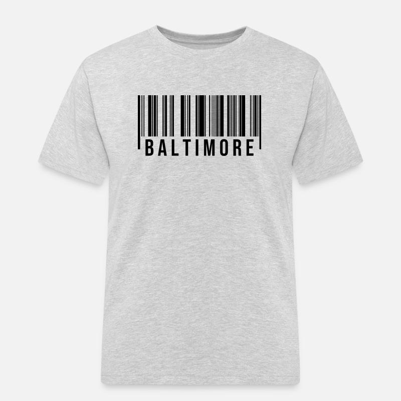 Baltimore Strichcode - Männer Workwear T-Shirt - Grau meliert