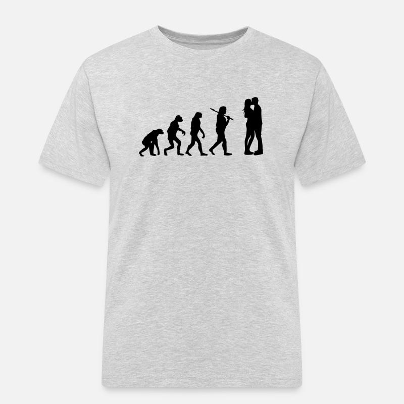 Die Evolution der Liebe - Männer Workwear T-Shirt - Grau meliert