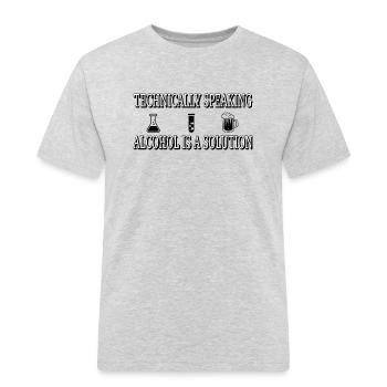 Technisch gesehen ist Alkohol eine Lösung... - Männer Workwear T-Shirt - Grau meliert - Vorne - AI Model Male 185 dark (185cm)