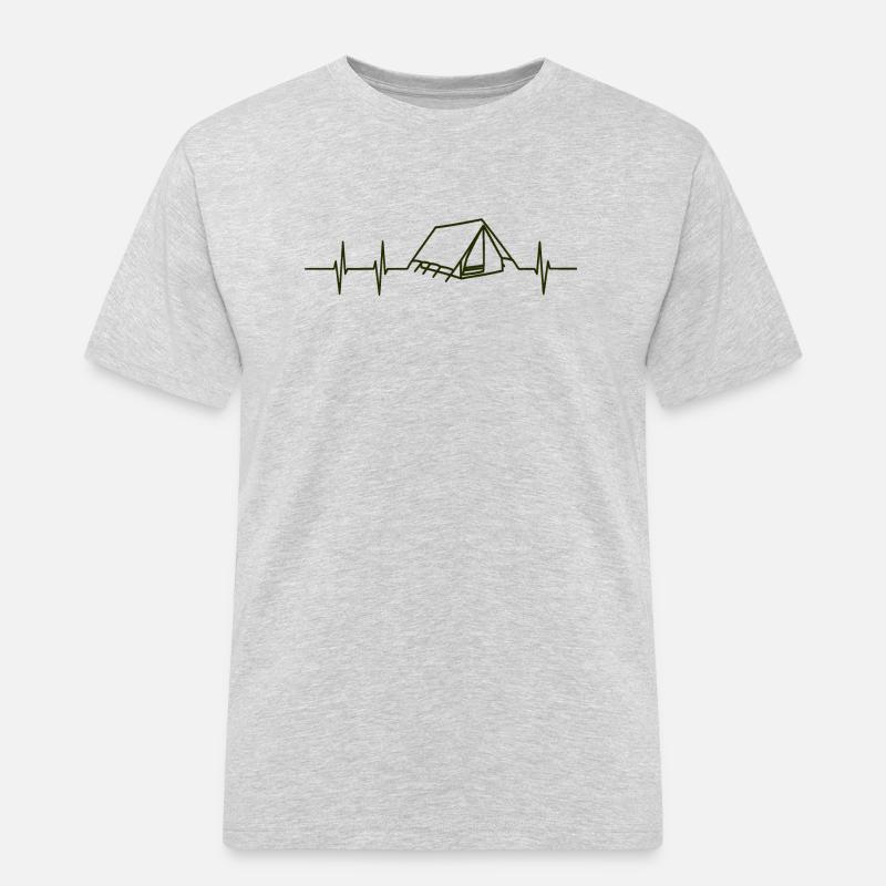 Herzfrequenz Camping - Männer Workwear T-Shirt - Grau meliert