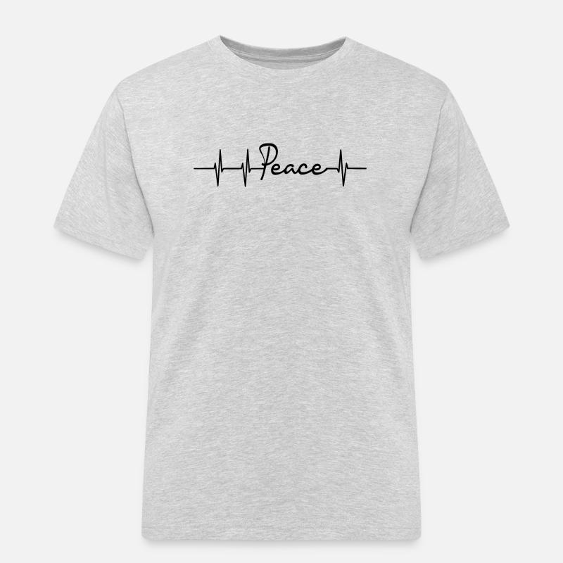 Peace Herzfrequenz - Männer Workwear T-Shirt - Grau meliert