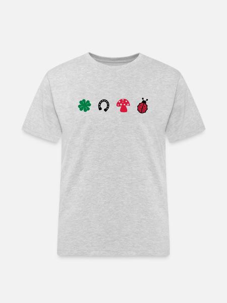 Glücksbringer - Männer Workwear T-Shirt - Grau meliert