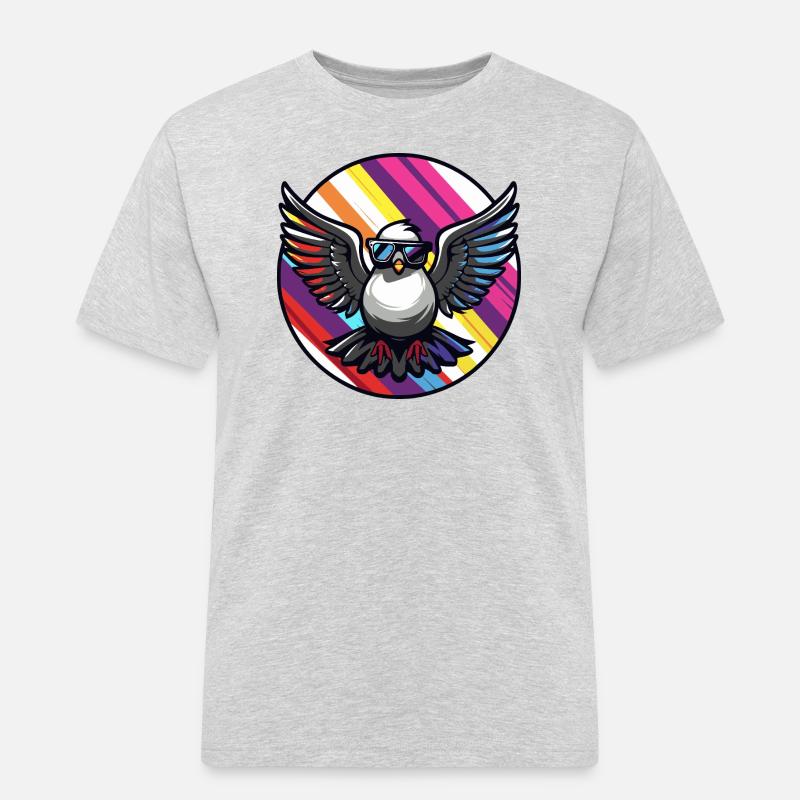 Taube Vogel Cool Comic - Männer Workwear T-Shirt - Grau meliert