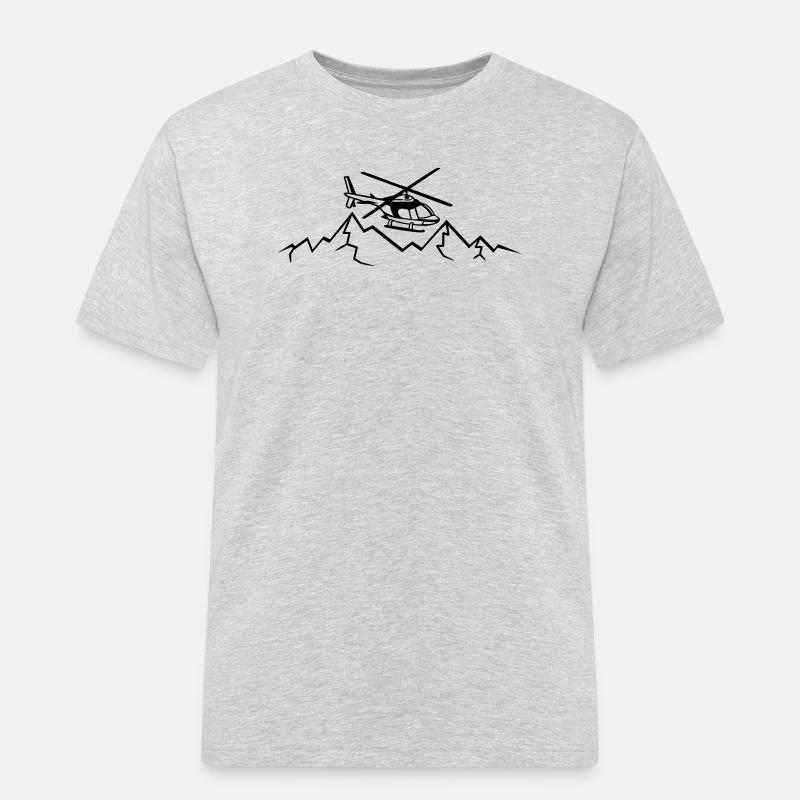 Berge Rettungsflieger Notruf - Männer Workwear T-Shirt - Grau meliert
