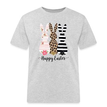 Happy Easter - 3 Osterhasen wünschen frohe Ostern - Männer Workwear T-Shirt - Grau meliert - Vorne - AI Model Male 185 dark (185cm)
