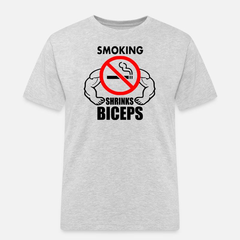 Smoking shrinks the biceps - Männer Workwear T-Shirt - Grau meliert