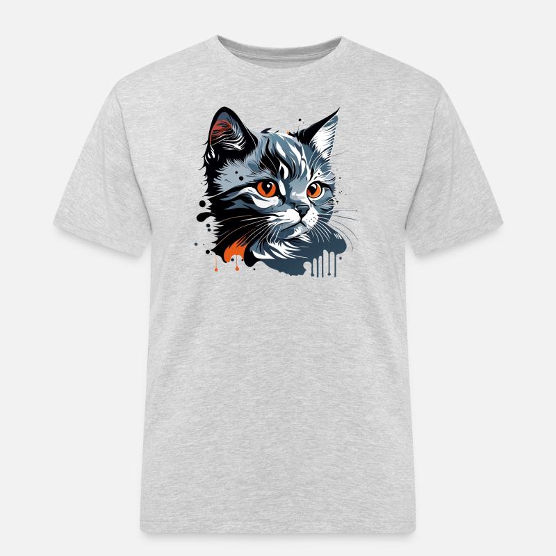 Kätzchen , junge Katze - Männer Workwear T-Shirt - Grau meliert