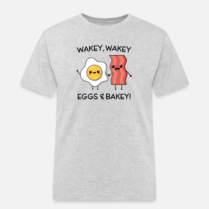 Wakey Wakey Eier und Bakey - Männer Workwear T-Shirt - Grau meliert