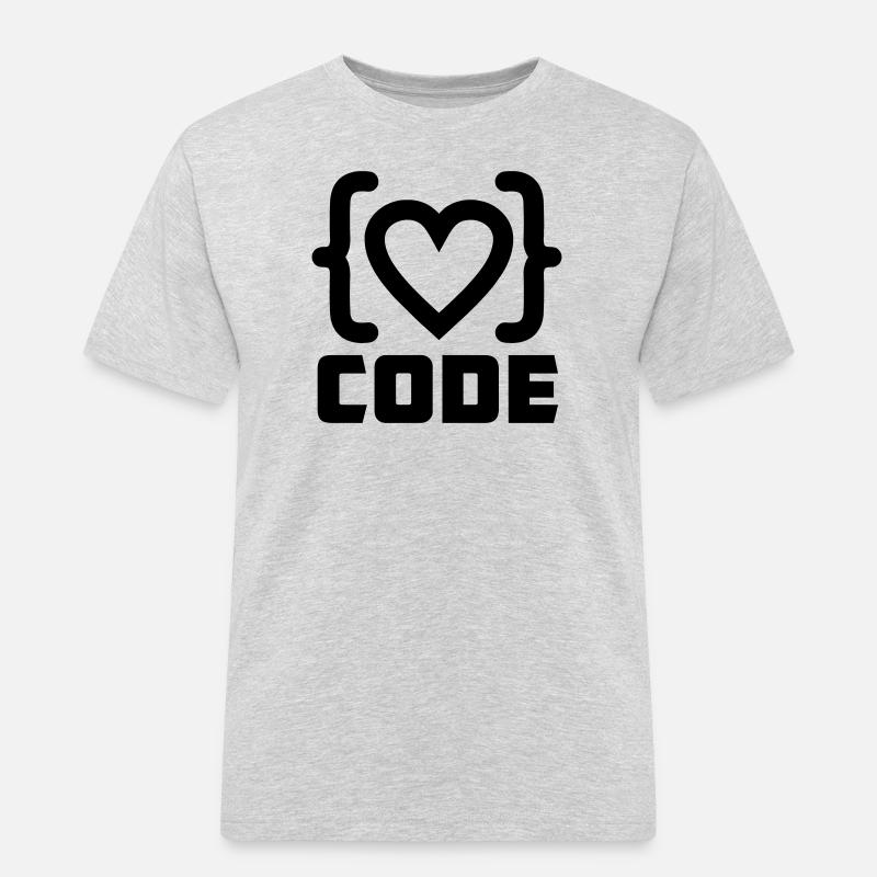 Herzprogrammierer Code Logo mit Text CODE - Männer Workwear T-Shirt - Grau meliert