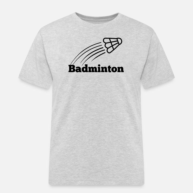 Badmintontext mit hochfliegendem Shuttle - Männer Workwear T-Shirt - Grau meliert
