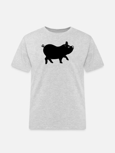 Pig shadow figure with curly tail - Men's Workwear T-Shirt - heather grey