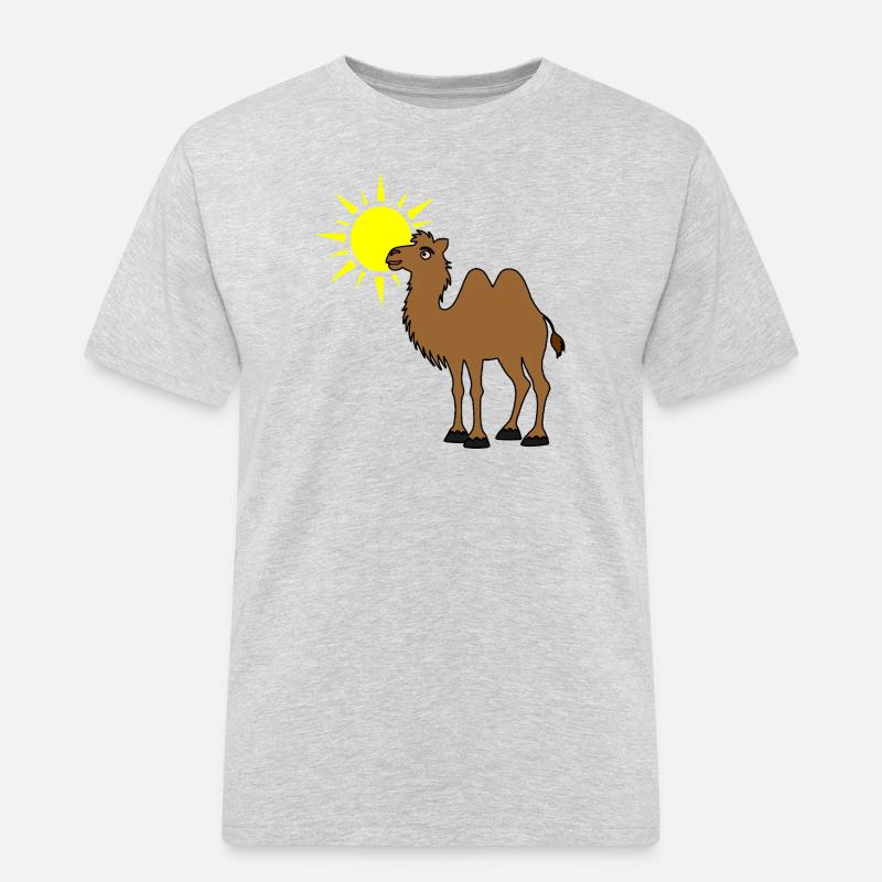 Kamel mit Sonne in der Wüste - Männer Workwear T-Shirt - Grau meliert